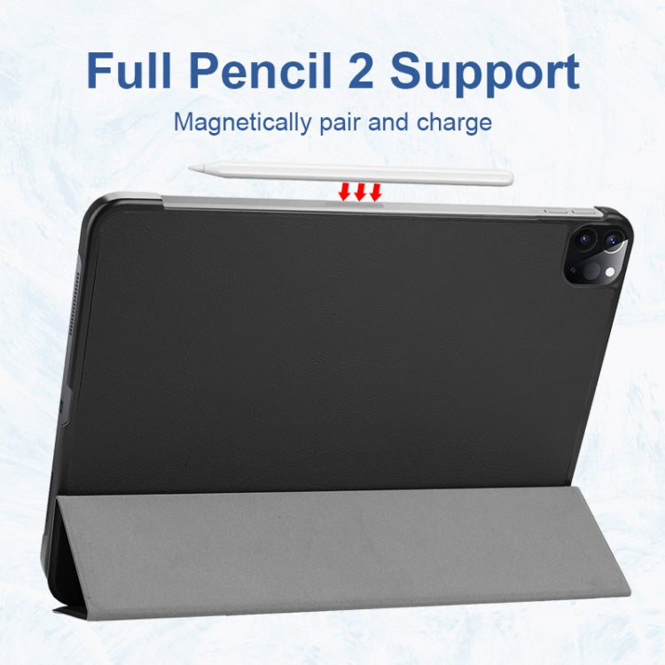 For iPad Pro 11 2022 / 2021 / 2020 ENKAY 3-Folding Shockproof PC Cover Custer Texture PU Leather Tablet Case with Holder & Sleep / Wake-up Function(Dark Blue) - free shipping - PMc TechLife - Order now!
