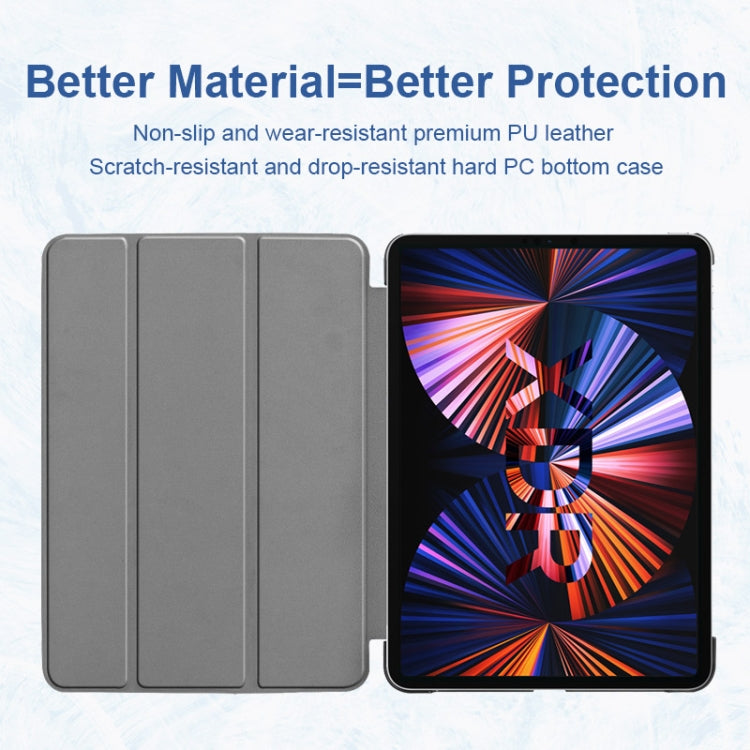 For iPad Pro 11 2022 / 2021 / 2020 ENKAY 3-Folding Shockproof PC Cover Custer Texture PU Leather Tablet Case with Holder & Sleep / Wake-up Function(Dark Blue) - free shipping - PMc TechLife - Order now!