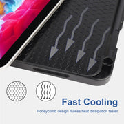 For iPad Pro 11 2022 / 2021 / 2020 ENKAY 3-Folding Shockproof TPU Cover Custer Texture PU Leather Tablet Case with Pencil Slot & Holder & Sleep / Wake-up Function(Dark Blue)