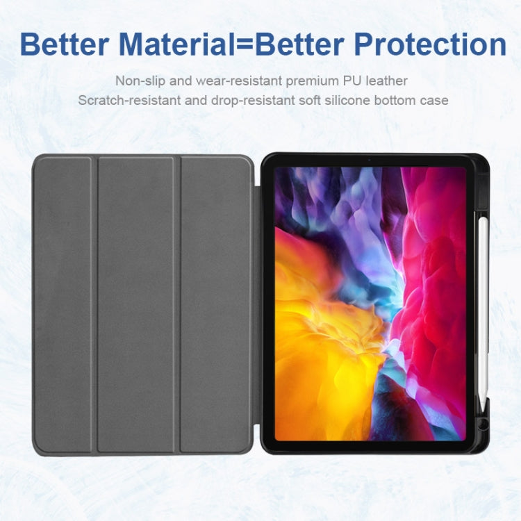 For iPad Pro 11 2022 / 2021 / 2020 ENKAY 3-Folding Shockproof TPU Cover Custer Texture PU Leather Tablet Case with Pencil Slot & Holder & Sleep / Wake-up Function(Light Blue) - free shipping - PMc TechLife - Order now!