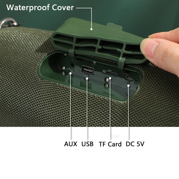T&G TG187 Portable Water-resistant Wireless Bass Surround Bluetooth Speaker with Shoulder Strap, Support FM / TF  Card(Green)