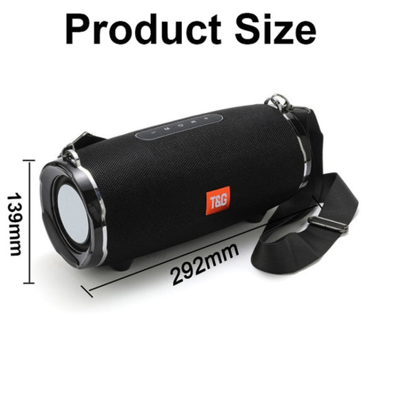 T&G TG187 Portable Water-resistant Wireless Bass Surround Bluetooth Speaker with Shoulder Strap, Support FM / TF  Card(Green)