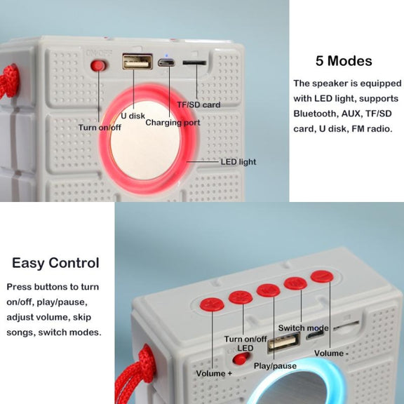 T&G TG311 LED Flashlight Portable Bluetooth Speaker, Support TF Card / FM / 3.5mm AUX / U Disk(Red)