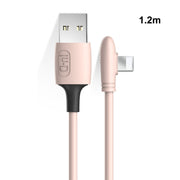 ENKAY Hat-Prince ENK-CB210 2.4A USB to 8 Pin 90 Degree Elbow Silicone Data Sync Fast Charging Cable, Cable Length: 1.2m(Pink)