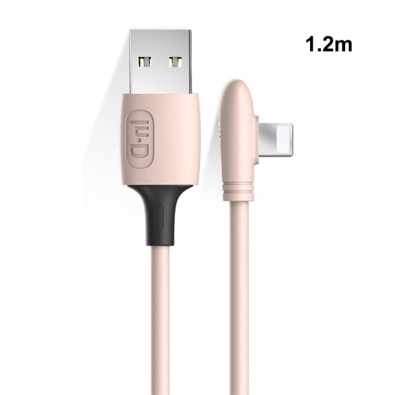 ENKAY Hat-Prince ENK-CB210 2.4A USB to 8 Pin 90 Degree Elbow Silicone Data Sync Fast Charging Cable, Cable Length: 1.2m(Pink)