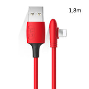 ENKAY Hat-Prince ENK-CB211 2.4A USB to 8 Pin 90 Degree Elbow Silicone Data Sync Fast Charging Cable, Cable Length: 1.8m(Red)
