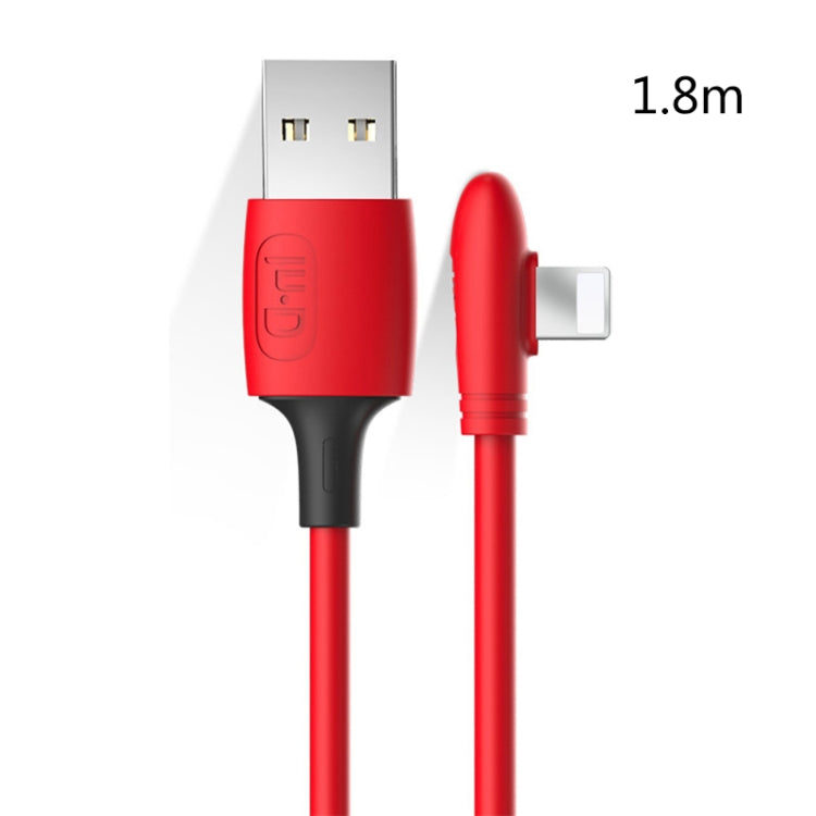 ENKAY Hat-Prince ENK-CB211 2.4A USB to 8 Pin 90 Degree Elbow Silicone Data Sync Fast Charging Cable, Cable Length: 1.8m(Red)