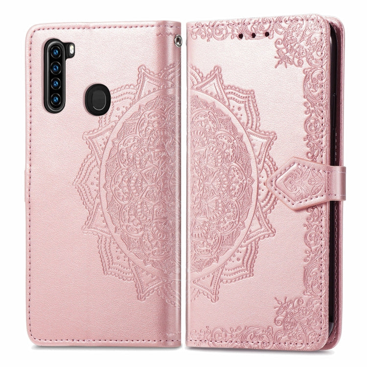 For Blackview A80 Pro Mandala Flower Embossed Horizontal Flip Leather Case with Holder & Three Card Slots & Wallet & Lanyard(Rose Gold)