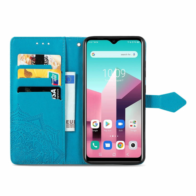 For Blackview A80 Pro Mandala Flower Embossed Horizontal Flip Leather Case with Holder & Three Card Slots & Wallet & Lanyard(Blue) - More Brand by PMC TechLife | Online Shopping South Africa | PMC TechLife