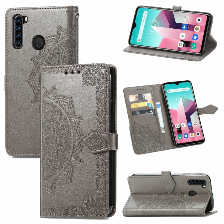 For Blackview A80 Pro Mandala Flower Embossed Horizontal Flip Leather Case with Holder & Three Card Slots & Wallet & Lanyard(Grey) - More Brand by PMC TechLife | Online Shopping South Africa | PMC TechLife | Buy Now Pay Later Mobicred