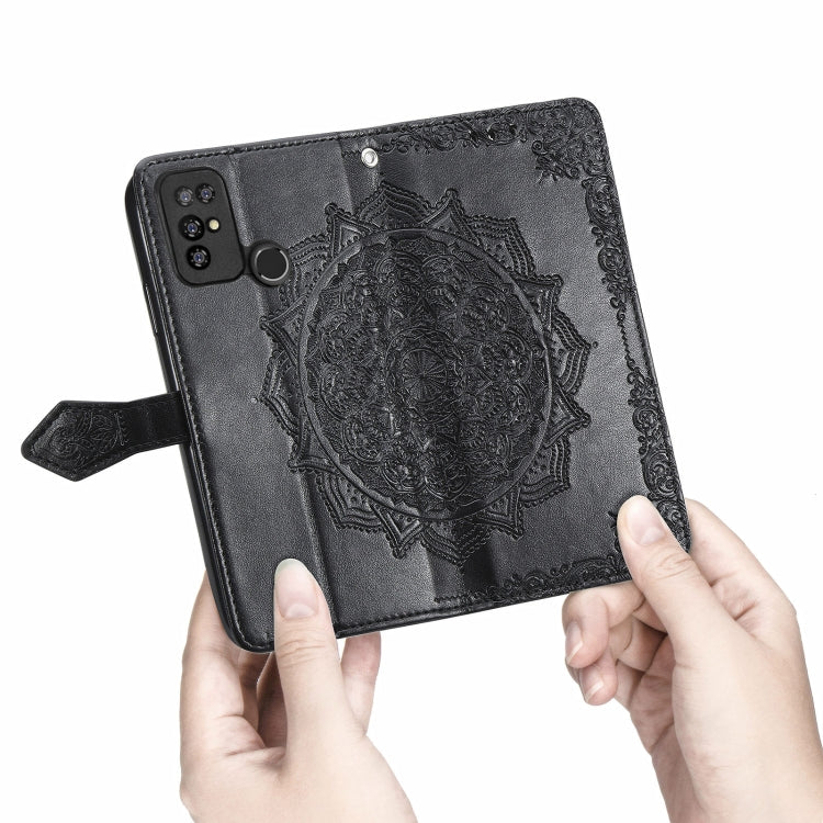For Doogee X96 Pro Mandala Flower Embossed Horizontal Flip Leather Case with Holder & Three Card Slots & Wallet & Lanyard(Black)