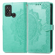 For Doogee X96 Pro Mandala Flower Embossed Horizontal Flip Leather Case with Holder & Three Card Slots & Wallet & Lanyard(Green)