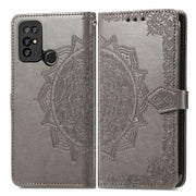 For Doogee X96 Pro Mandala Flower Embossed Horizontal Flip Leather Case with Holder & Three Card Slots & Wallet & Lanyard(Grey)