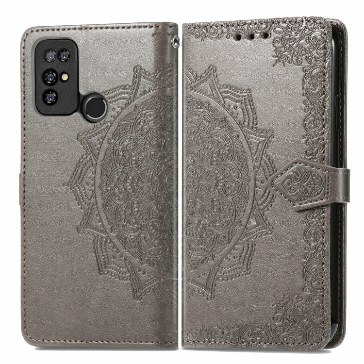 For Doogee X96 Pro Mandala Flower Embossed Horizontal Flip Leather Case with Holder & Three Card Slots & Wallet & Lanyard(Grey)