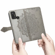 For Doogee X96 Pro Mandala Flower Embossed Horizontal Flip Leather Case with Holder & Three Card Slots & Wallet & Lanyard(Grey)