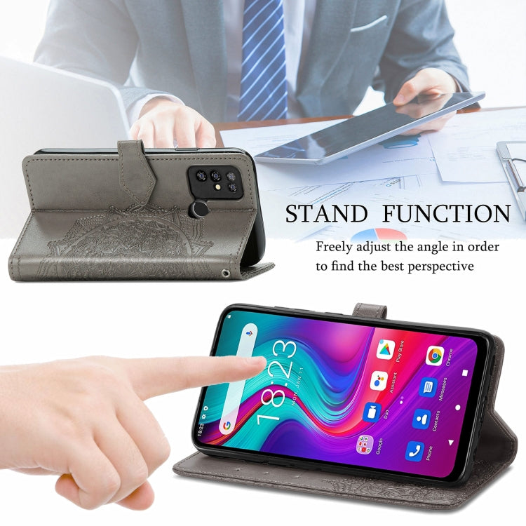 For Doogee X96 Pro Mandala Flower Embossed Horizontal Flip Leather Case with Holder & Three Card Slots & Wallet & Lanyard(Grey) - More Brand by PMC TechLife | Online Shopping South Africa | PMC TechLife | Buy Now Pay Later Mobicred