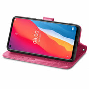 For Ulefone Note 11 Plus Four-leaf Clasp Embossed Buckle Mobile Phone Protection Leather Case with Lanyard & Card Slot & Wallet & Bracket Function(Magenta)