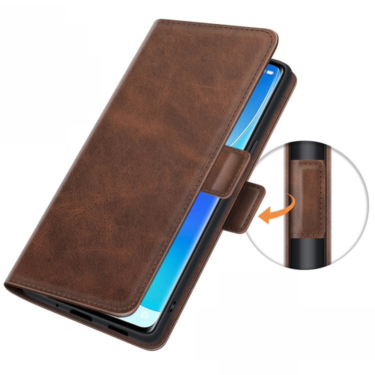For OPPO Reno6 Pro 5G Dual-side Magnetic Buckle Horizontal Flip Leather Case with Holder & Card Slots & Wallet(Brown)