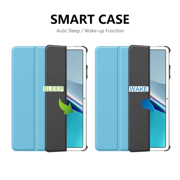 For Huawei MatePad 11 2021 ENKAY Custer Texture Horizontal Flip PU+PC Leather Case with Three-folding Holder & Sleep / Wake-up Function(Dark Blue)