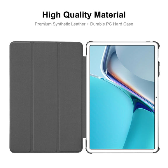 For Huawei MatePad 11 2021 ENKAY Custer Texture Horizontal Flip PU+PC Leather Case with Three-folding Holder & Sleep / Wake-up Function(Light Blue)