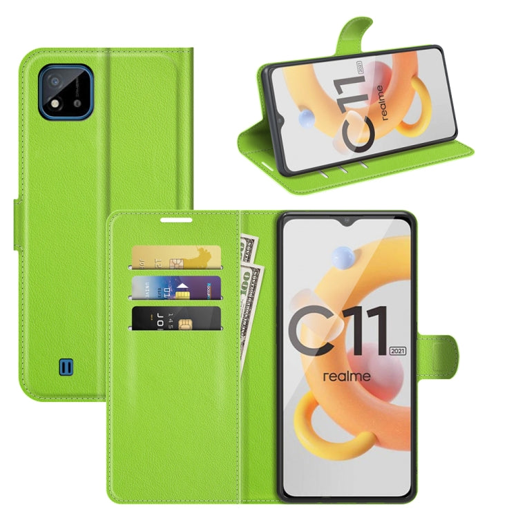 For OPPO Realme C11 2021 Litchi Texture Horizontal Flip Protective Case with Holder & Card Slots & Wallet(Green) - free shipping - PMC TechLife - Order now!