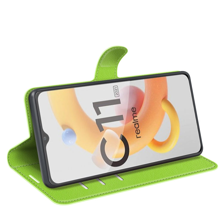 For OPPO Realme C11 2021 Litchi Texture Horizontal Flip Protective Case with Holder & Card Slots & Wallet(Green) - free shipping - PMC TechLife - Order now!