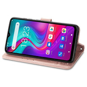 For  Doogee X96 Pro Four-leaf Clasp Embossed Buckle Mobile Phone Protection Leather Case with Lanyard & Card Slot & Wallet & Bracket Function(Rose Gold)