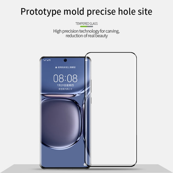 For Huawei P50 Pro MOFI 9H 3D Explosion Proof Thermal Bending Full Screen Covered Tempered Glass Film(Black)