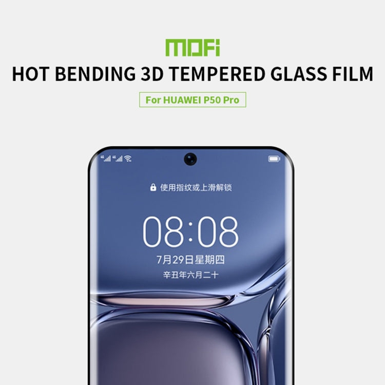 For Huawei P50 Pro MOFI 9H 3D Explosion Proof Thermal Bending Full Screen Covered Tempered Glass Film(Black) - Huawei Tempered Glass by MOFI | Online Shopping South Africa | PMC TechLife | Buy Now Pay Later Mobicred