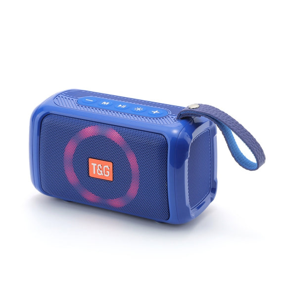 T&G TG193 Portable Bluetooth Speaker LED Light Water-resistant Outdoor Subwoofer Support TF Card / FM Radio / AUX(Blue)