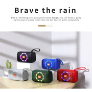T&G TG193 Portable Bluetooth Speaker LED Light Water-resistant Outdoor Subwoofer Support TF Card / FM Radio / AUX(Blue)