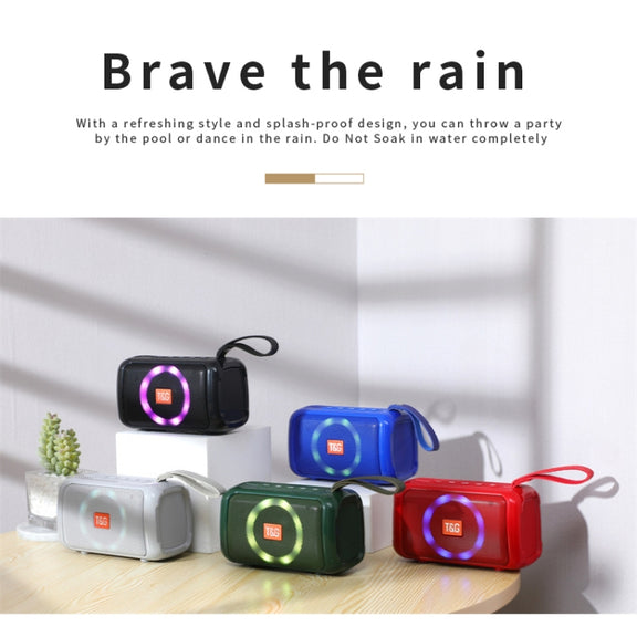 T&G TG193 Portable Bluetooth Speaker LED Light Water-resistant Outdoor Subwoofer Support TF Card / FM Radio / AUX(Blue)