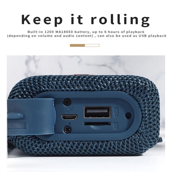 T&G TG313 Portable Outdoor Water-resistant Bluetooth Speaker Subwoofer Support TF Card FM Radio AUX(Blue)