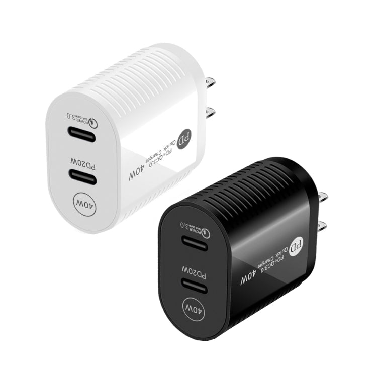 40W Dual Port PD / Type-C Fast Charger for iPhone / iPad Series, US Plug(White) - USB Charger by PMC Jewellery | Online Shopping South Africa | PMC Jewellery | Buy Now Pay Later Mobicred