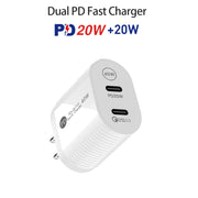 40W Dual Port PD / Type-C Fast Charger with Type-C to 8 Pin Data Cable, US Plug(White)