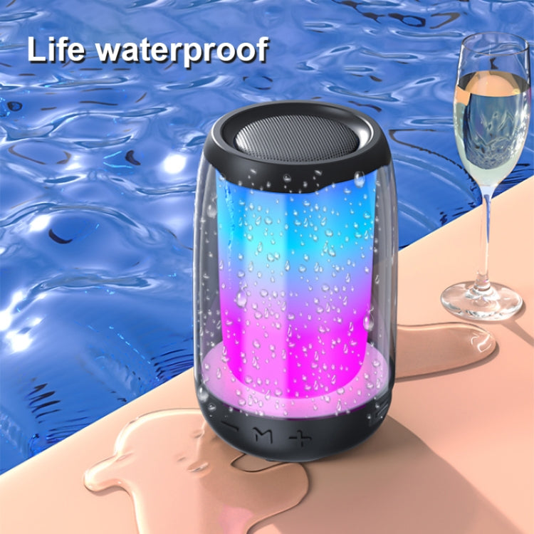 P4 LED Portable Bluetooth Wireless Bass Water-resistant Outdoor Speaker Support AUX / TF Card / USB(Black)