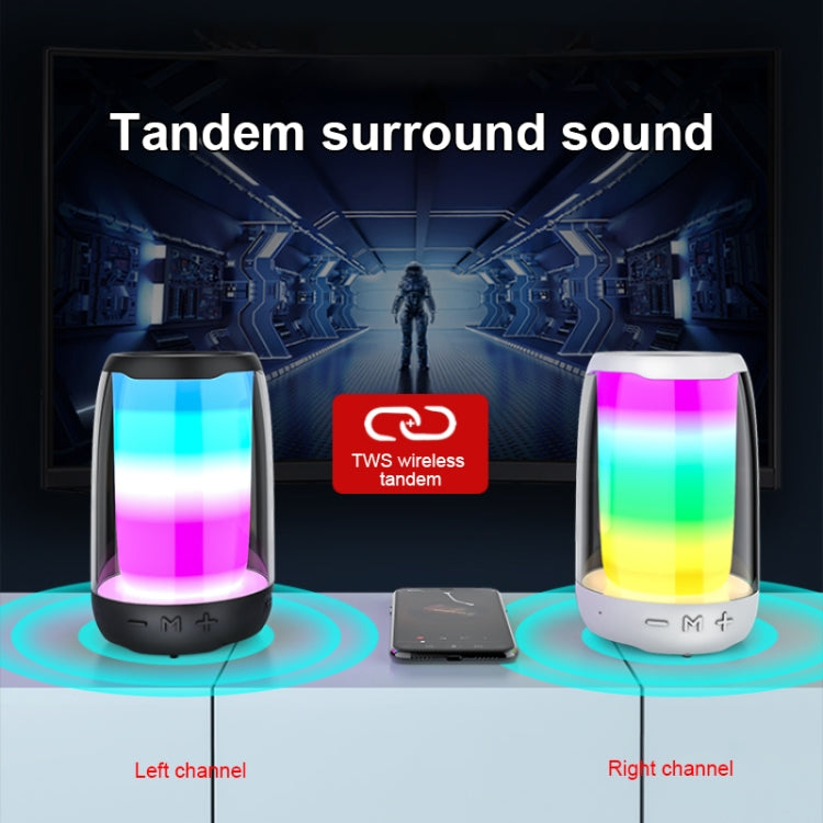 P4 LED Portable Bluetooth Wireless Bass Water-resistant Outdoor Speaker Support AUX / TF Card / USB(Black)
