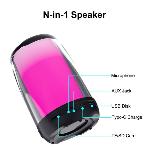 P4 LED Portable Bluetooth Wireless Bass Water-resistant Outdoor Speaker Support AUX / TF Card / USB(Black)