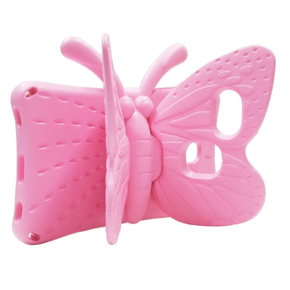 For Amazon Kindle Fire HD8 2016/2017/2018 Butterfly Bracket Style EVA Children Falling Proof Cover Protective Case(Pink)