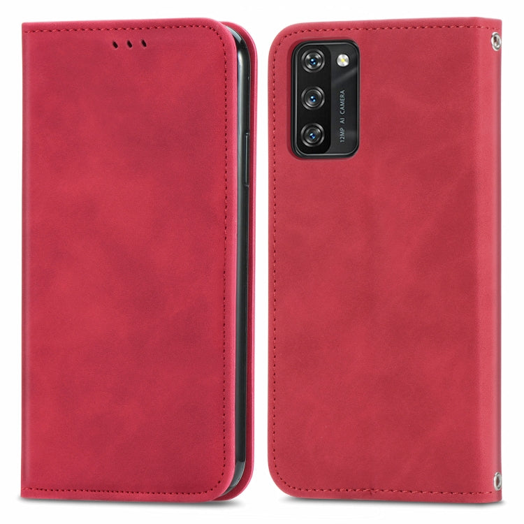 For Blackview A100 Retro Skin Feel Business Magnetic Horizontal Flip Leather Case with Holder & Card Slots & Wallet & Photo Frame(Red)