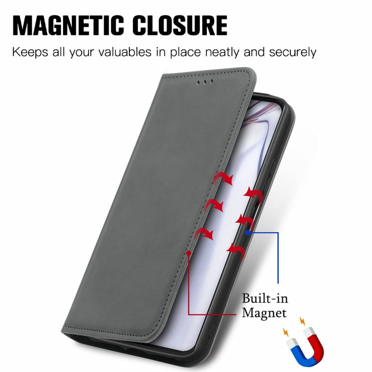 For Blackview A100 Retro Skin Feel Business Magnetic Horizontal Flip Leather Case with Holder & Card Slots & Wallet & Photo Frame(Gray) - More Brand by PMC TechLife | Online Shopping South Africa | PMC TechLife | Buy Now Pay Later Mobicred
