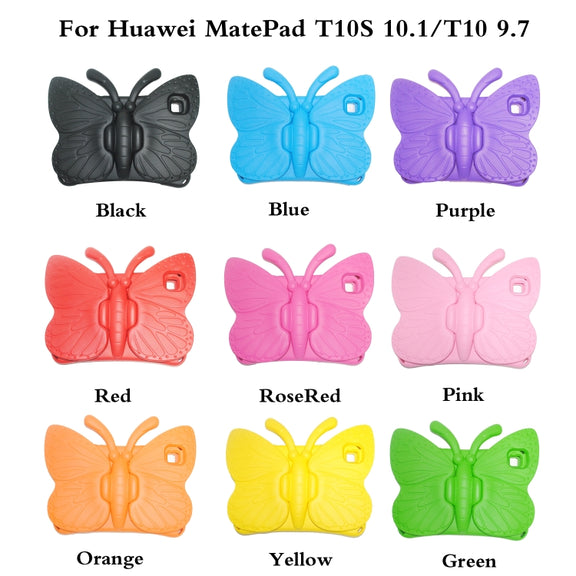 For Huawei MatePad T 10s 10.1 / T10 9.7 Butterfly Bracket Style EVA Children Falling Proof Cover Protective Case(Pink)