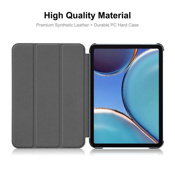 For iPad mini 2024 / mini 6 ENKAY Custer Texture Horizontal Flip PU+PC Leather Tablet Case with Three-folding Holder & Sleep / Wake-up Function(Dark Blue)