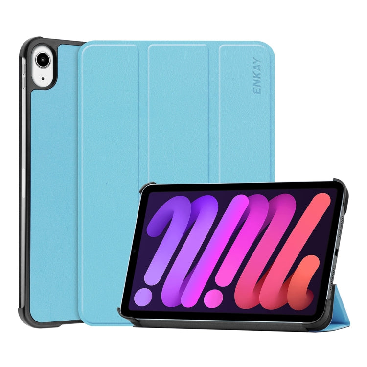 For iPad mini 2024 / mini 6 ENKAY Custer Texture Horizontal Flip PU+PC Leather Tablet Case with Three-folding Holder & Sleep / Wake-up Function(Dark Green) - free shipping - PMc TechLife - Order now!