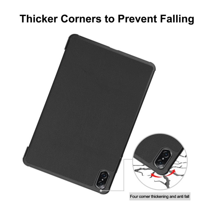 For Honor Tablet V7 Pro ENKAY Custer Texture Horizontal Flip PU+PC Leather Case with Three-folding Holder & Sleep / Wake-up Function(Black)