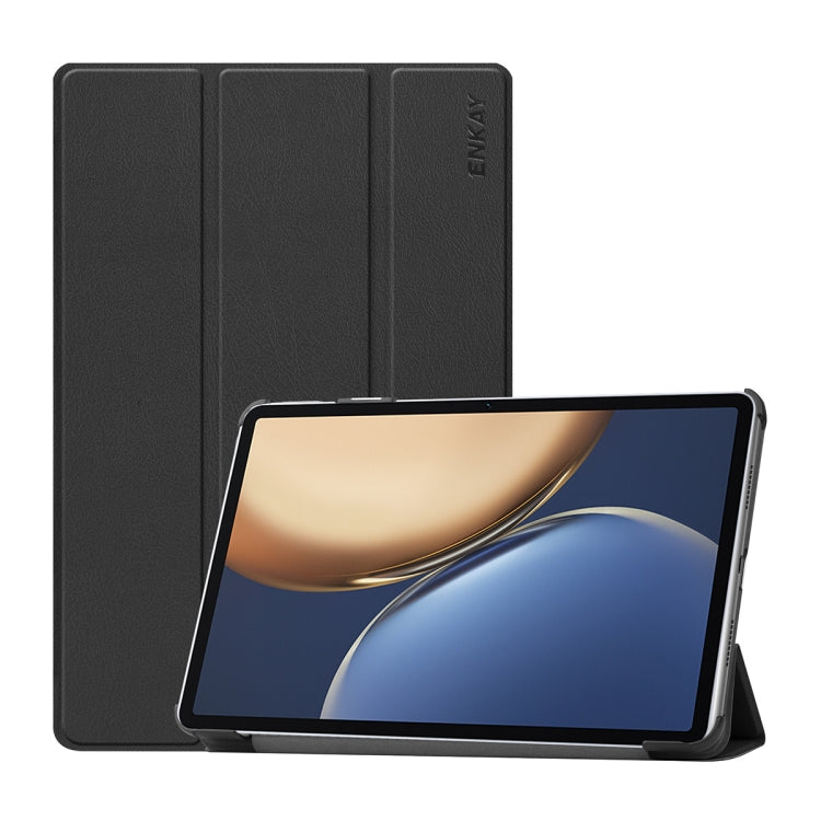 For Honor Tablet V7 Pro ENKAY Custer Texture Horizontal Flip PU+PC Leather Case with Three-folding Holder & Sleep / Wake-up Function(Black) - Honor by ENKAY | Online Shopping South Africa | PMC TechLife | Buy Now Pay Later Mobicred