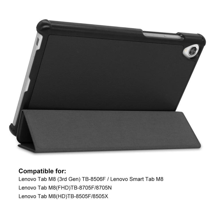 For Lenovo Tab M8 1/2/3 ENKAY Custer Texture Horizontal Flip PU+PC Leather Case with Three-folding Holder(Black) - Lenovo by ENKAY | Online Shopping South Africa | PMC TechLife | Buy Now Pay Later Mobicred