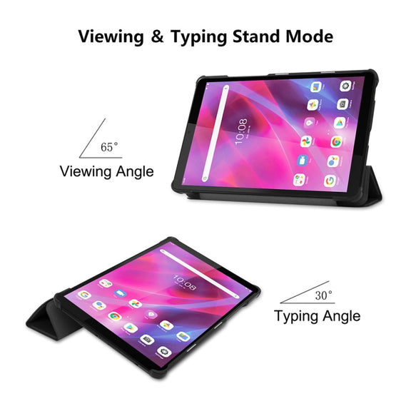 For Lenovo Tab M8 1/2/3 ENKAY Custer Texture Horizontal Flip PU+PC Leather Case with Three-folding Holder(Dark Blue)