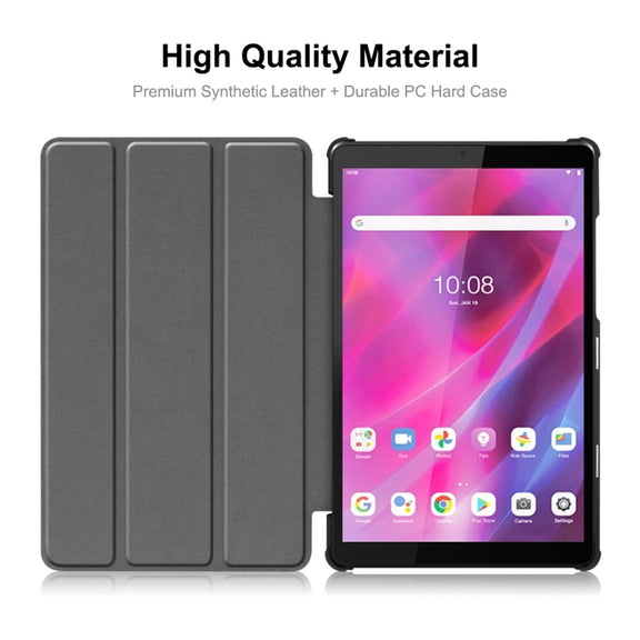 For Lenovo Tab M8 1/2/3 ENKAY Custer Texture Horizontal Flip PU+PC Leather Case with Three-folding Holder(Dark Green)