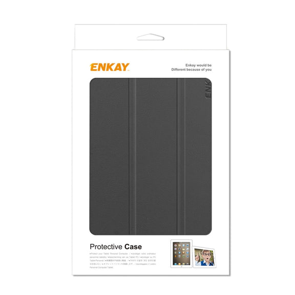 For Lenovo Tab M8 1/2/3 ENKAY Custer Texture Horizontal Flip PU+PC Leather Case with Three-folding Holder(Dark Green)